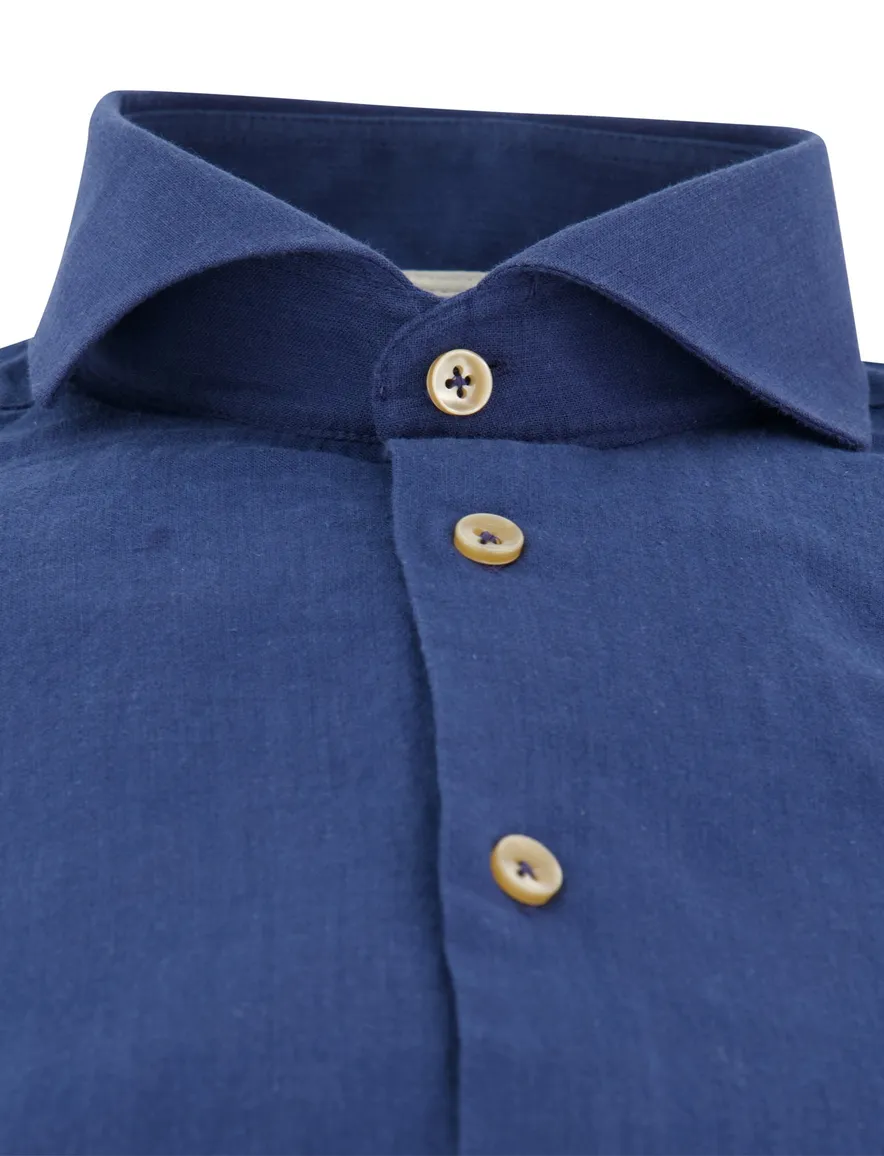 Ledub Modern Fit overhemd Donkerblauw
