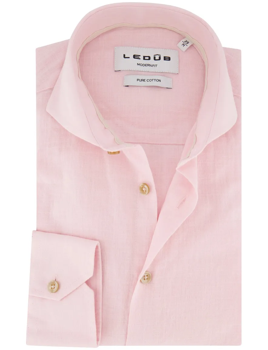 Ledub Modern Fit roze overhemd mouwlengte 7