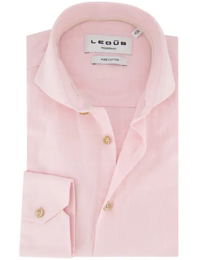 Ledub Roze katoen overhemd Ledub Modern Fit