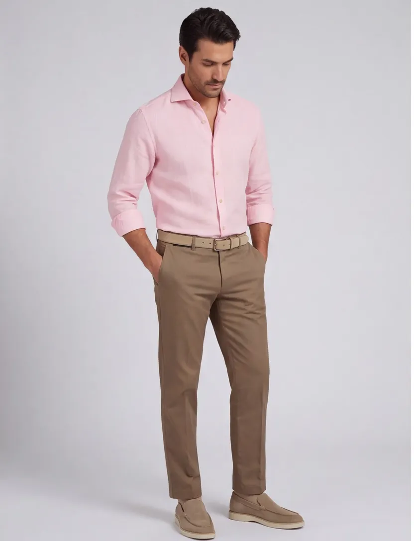 Roze katoen overhemd Ledub Modern Fit