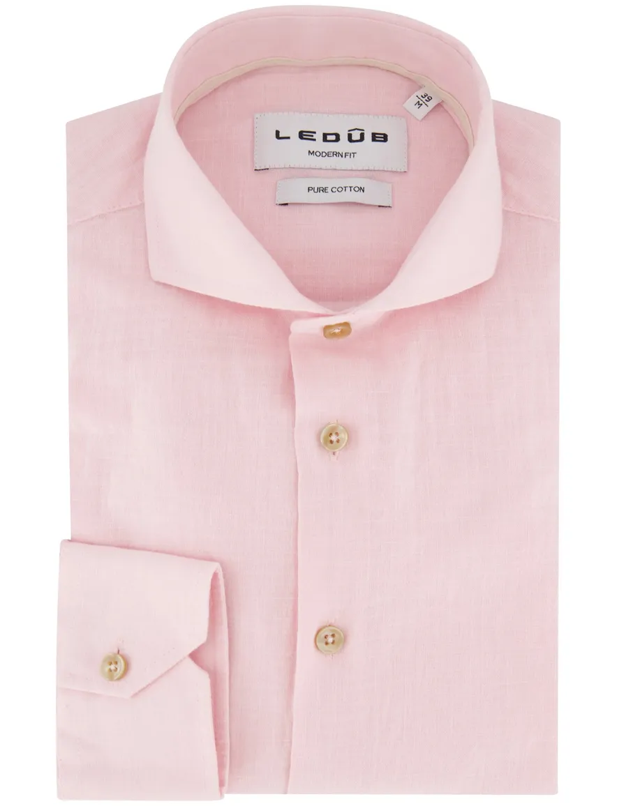 Ledub Modern Fit roze overhemd mouwlengte 7