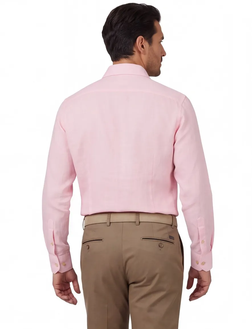 Overhemd Ledub Modern Fit roze katoen