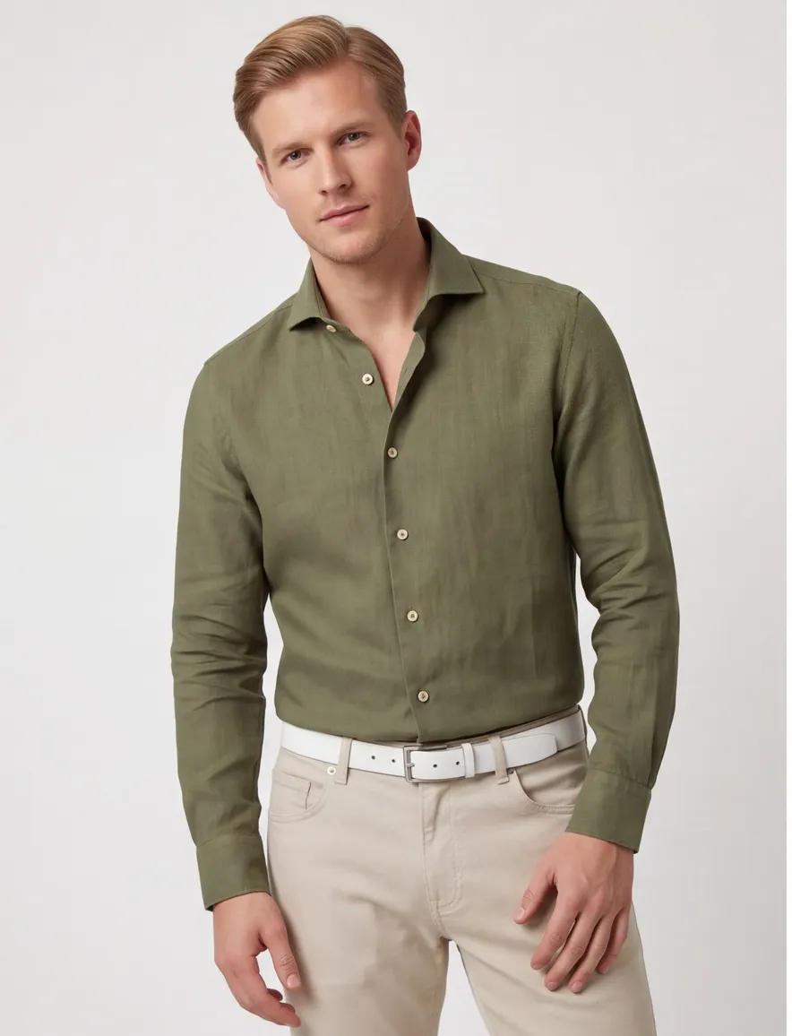 Ledub overhemd groen mouwlengte 7