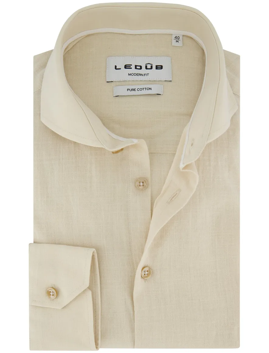 Beige overhemd Ledub Modern Fit