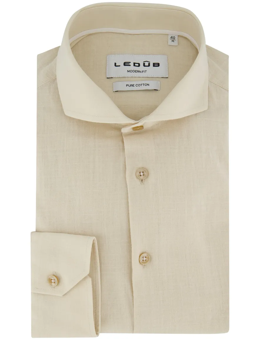 Beige overhemd Ledub Modern Fit