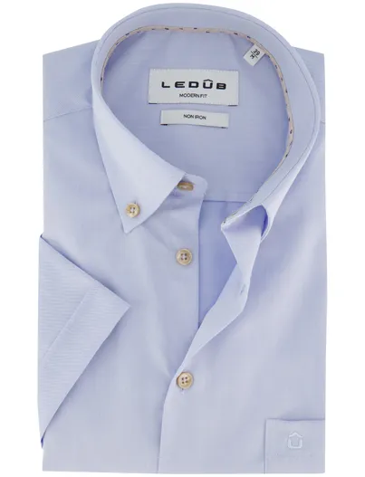 Ledub Ledub Modern Fit overhemd lichtblauw katoen