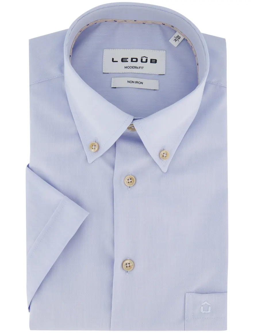 Ledub Modern Fit overhemd lichtblauw katoen