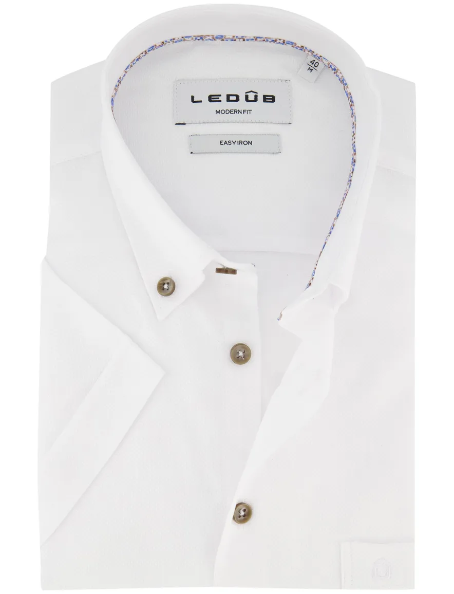 Overhemd Ledub Modern Fit wit katoen