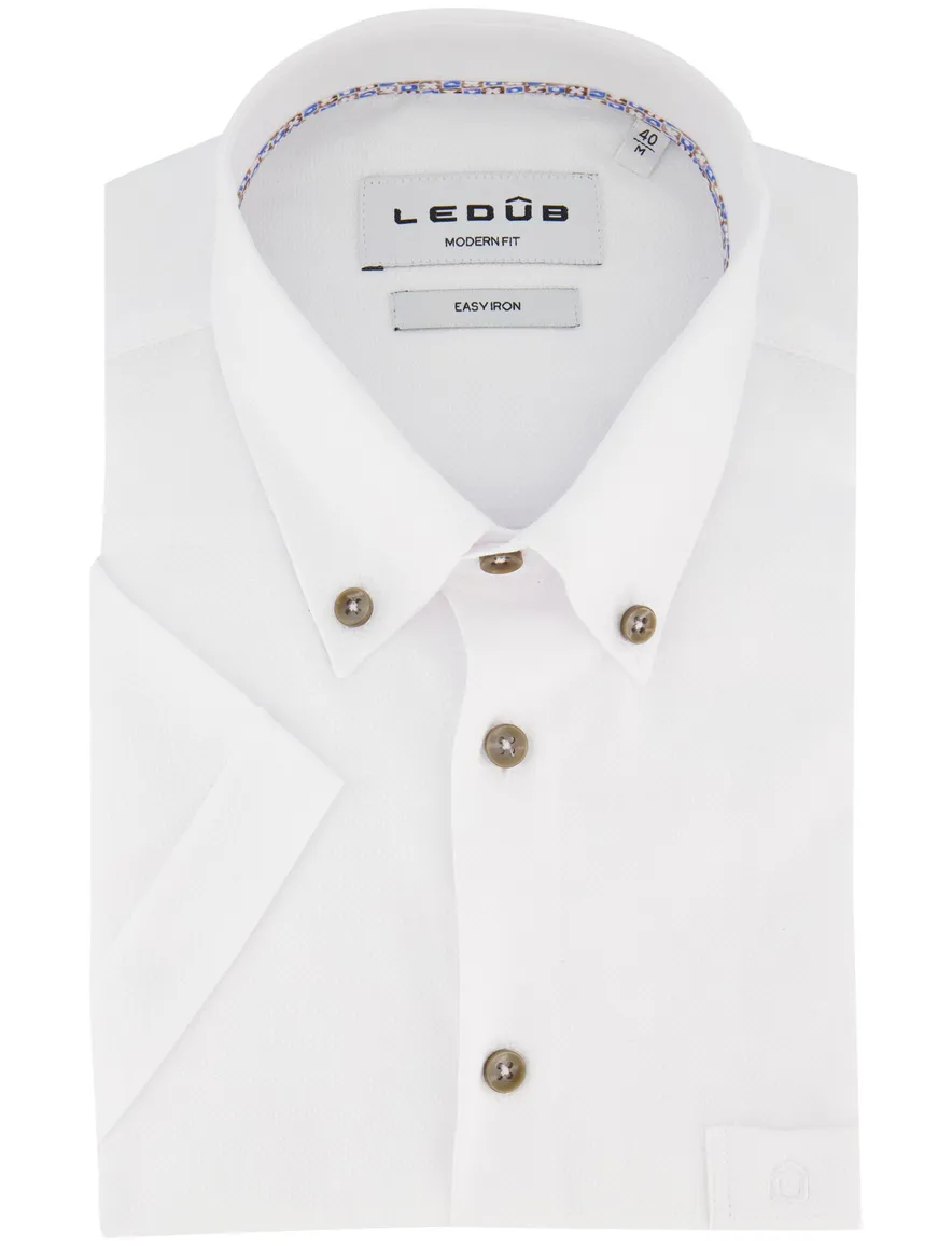 Overhemd Ledub Modern Fit wit katoen