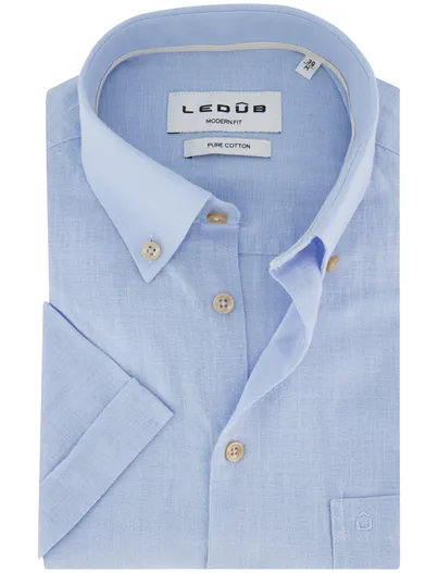 Ledub Ledub Modern Fit overhemd lichtblauw 100% katoen