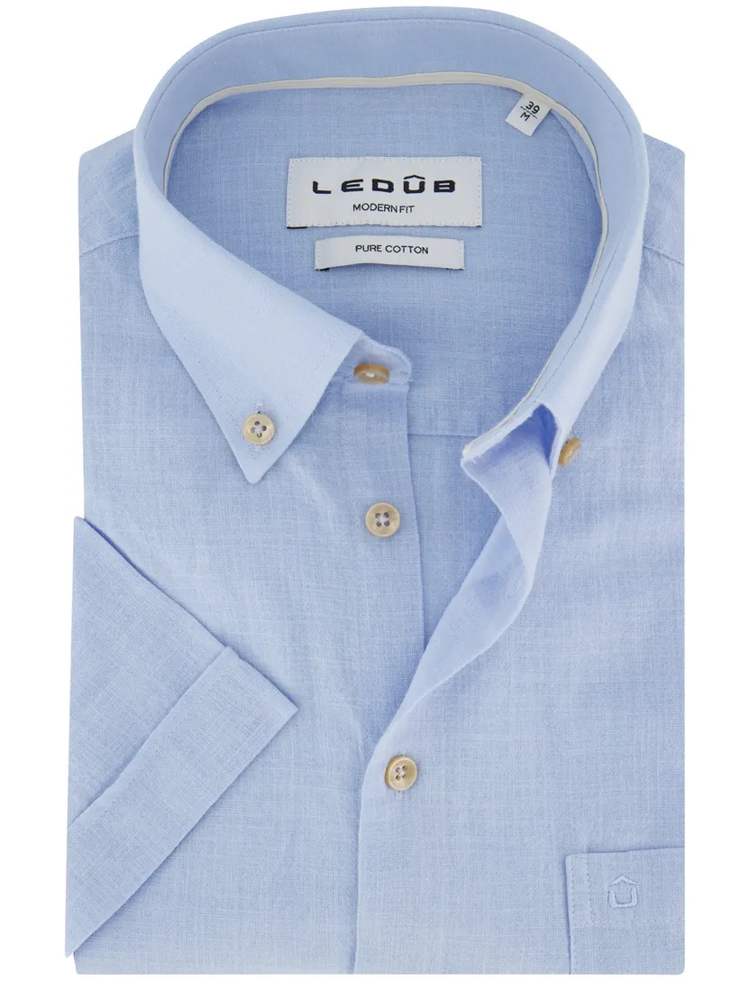 Ledub Modern Fit overhemd lichtblauw 100% katoen
