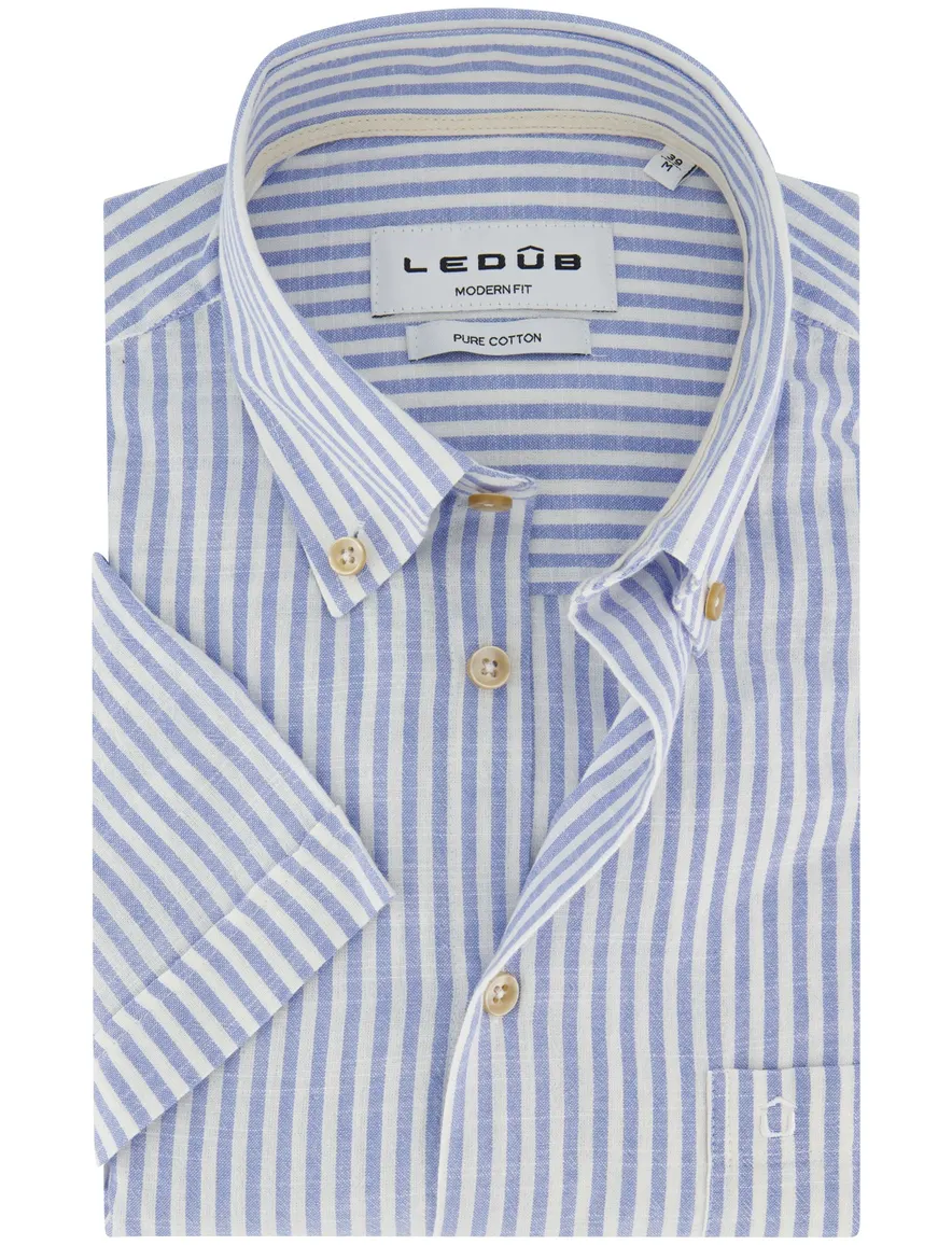 Overhemd Ledub Modern Fit blauw gestreept