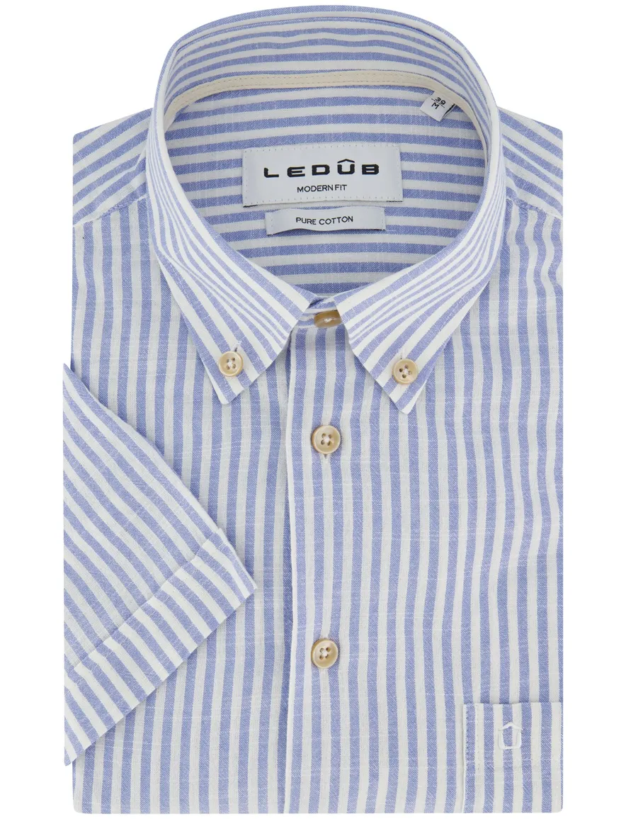 Overhemd Ledub Modern Fit blauw gestreept