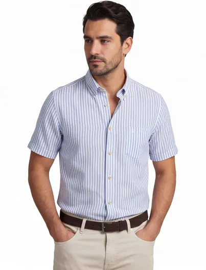 Ledub Overhemd Ledub Modern Fit blauw gestreept