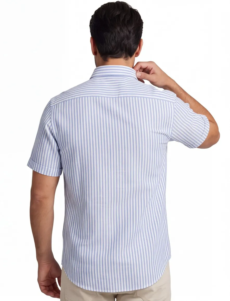 Overhemd Ledub Modern Fit blauw gestreept