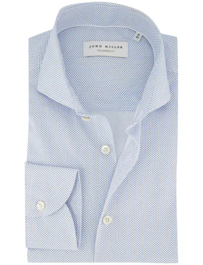 John Miller Overhemd John Miller Tailored Fit mouwlengte 7 lichtblauw geprint