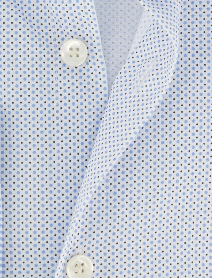 Overhemd John Miller Tailored Fit mouwlengte 7 lichtblauw geprint