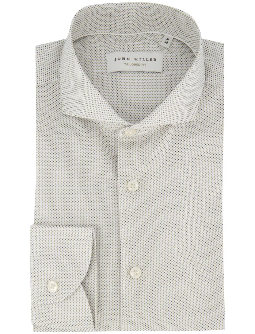 Overhemd John Miller geprint beige extra lange mouw