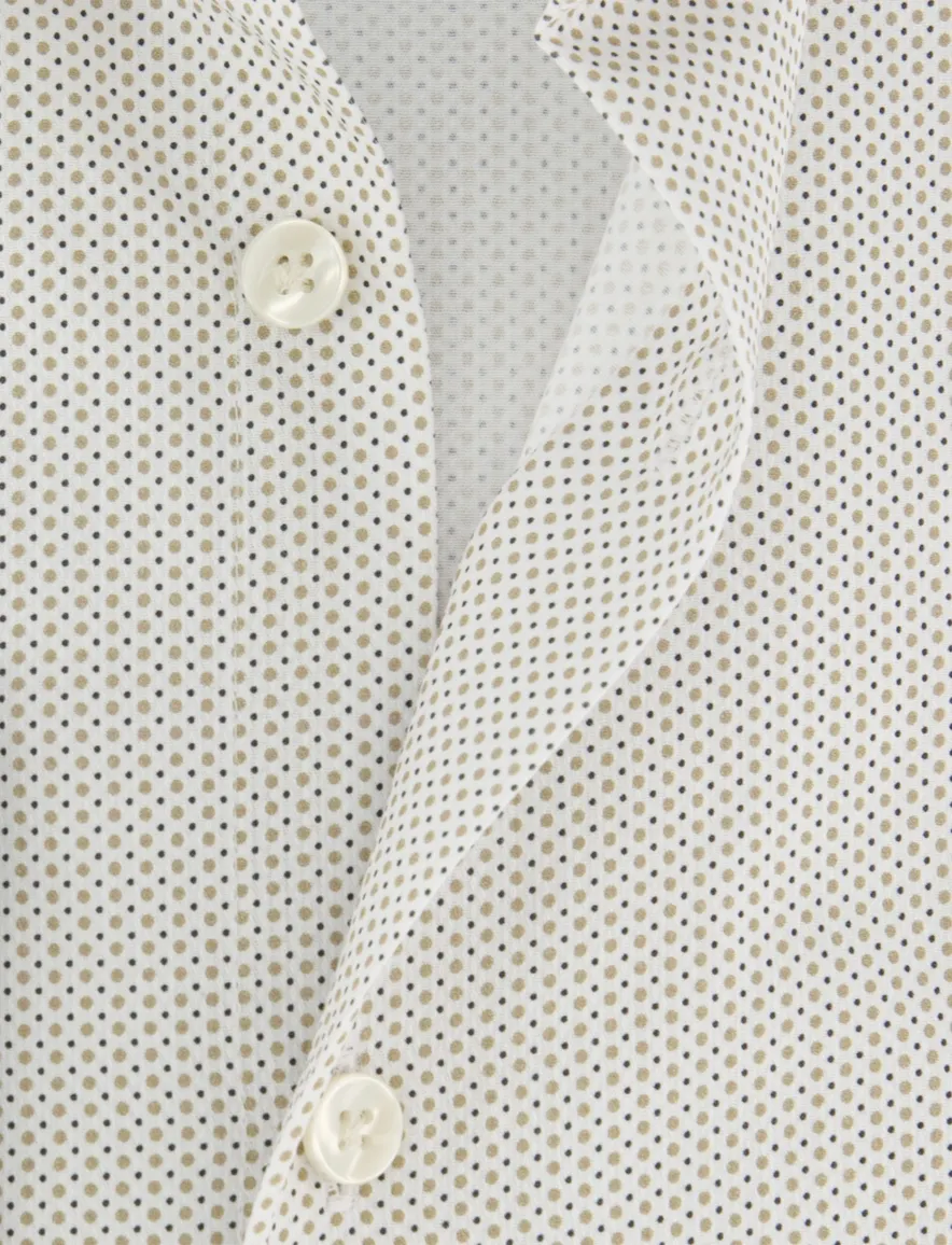 John Miller Tailored Fit overhemd beige print ml 7