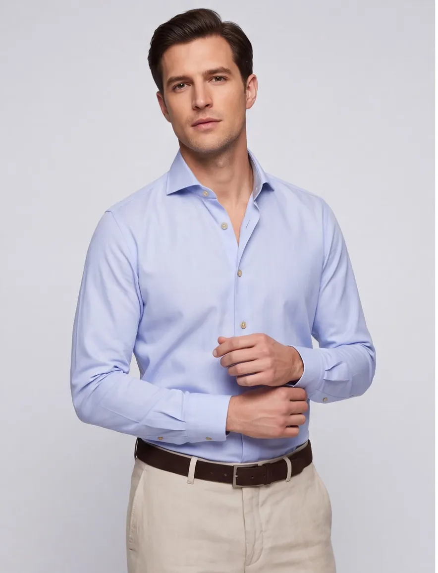 John Miller Tailored Fit overhemd lichtblauw ml 7