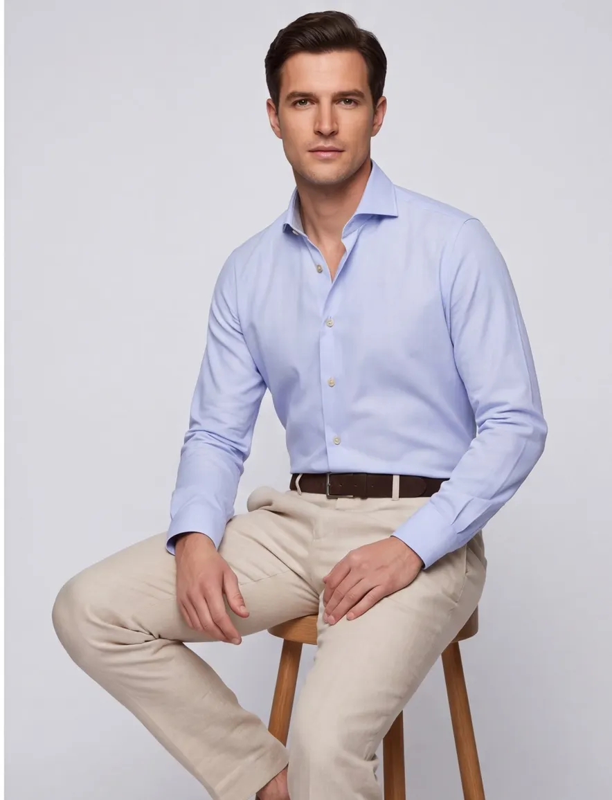 John Miller Tailored Fit overhemd lichtblauw ml 7