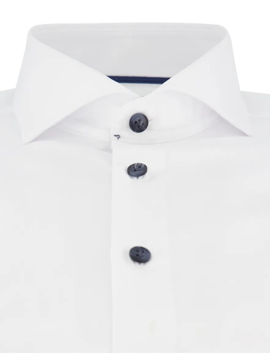 Overhemd John Miller Tailored Fit wit mouwlengte 7 strijkvrij