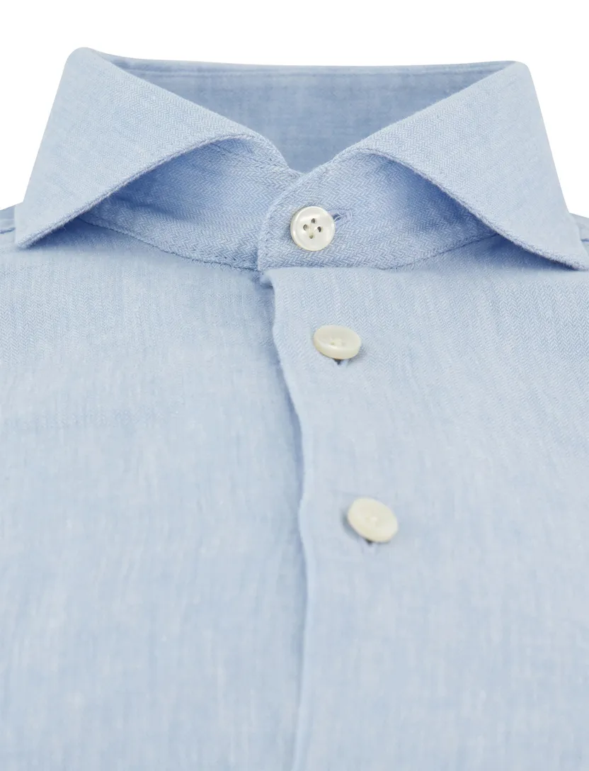 Slim fit overhemden John Miller lichtblauw gemêleerd