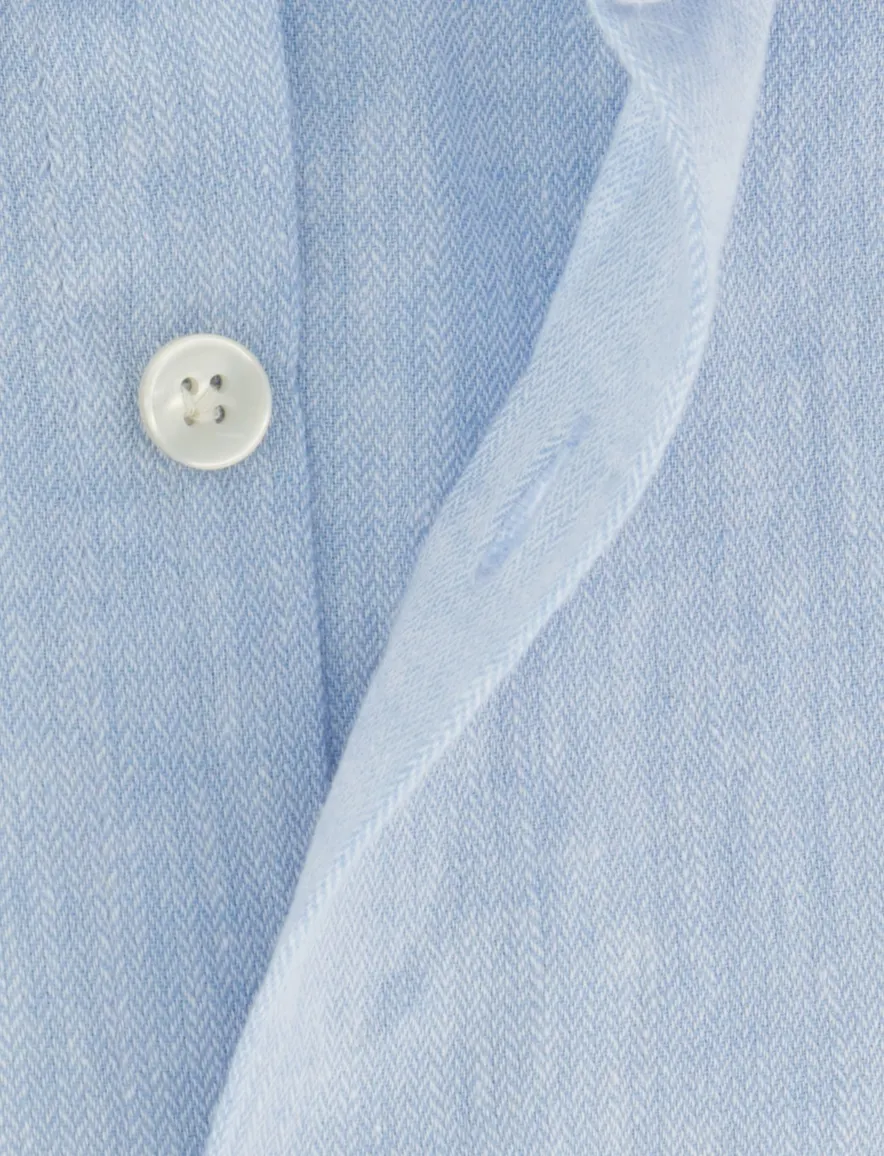 John Miller Slim Fit overhemd lichtblauw linnen