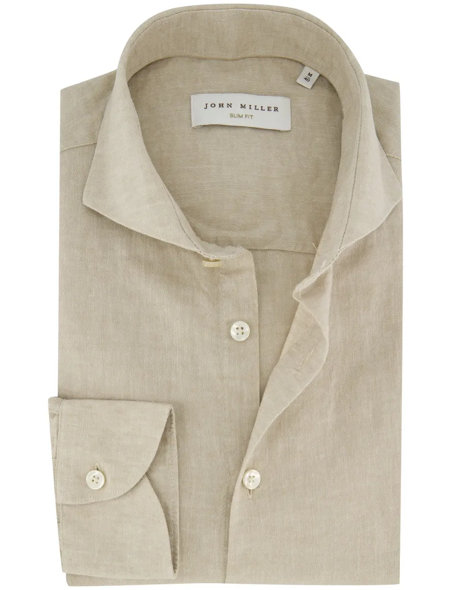 John Miller Slim Fit overhemd beige ml 7