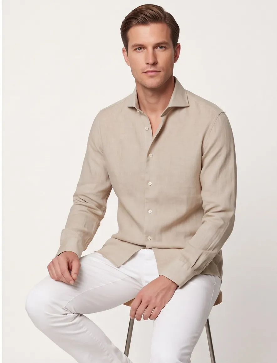 John Miller Slim Fit overhemd beige ml 7