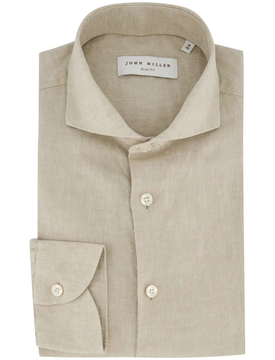 John Miller Slim Fit overhemd beige ml 7
