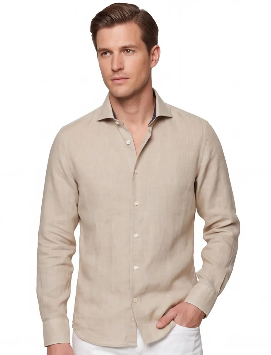 John Miller Slim Fit overhemd beige ml 7