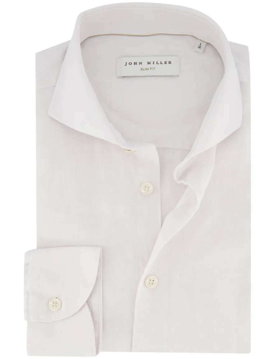 John Miller slim fit overhemd gebroken wit linnen extra lange mouw