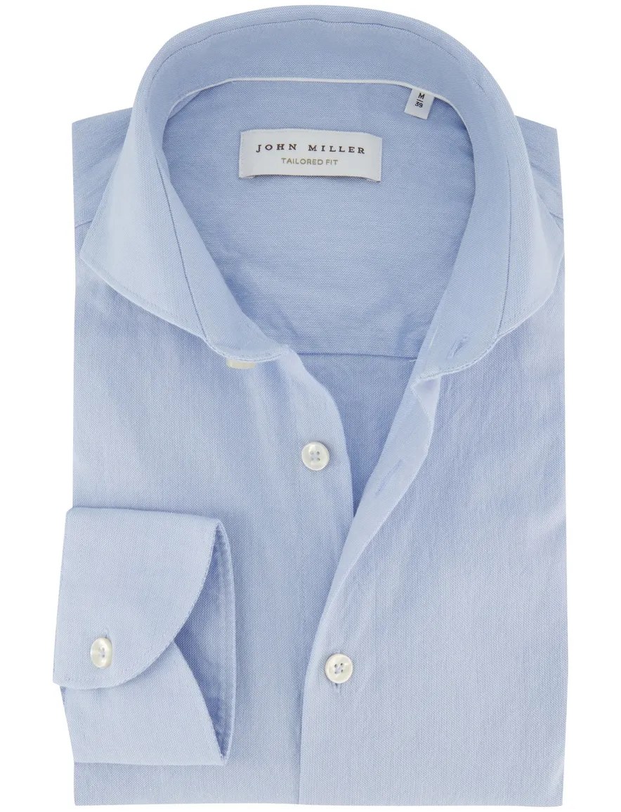 Overhemd John Miller Tailored Fit mouwlengte 7 lichtblauw katoen