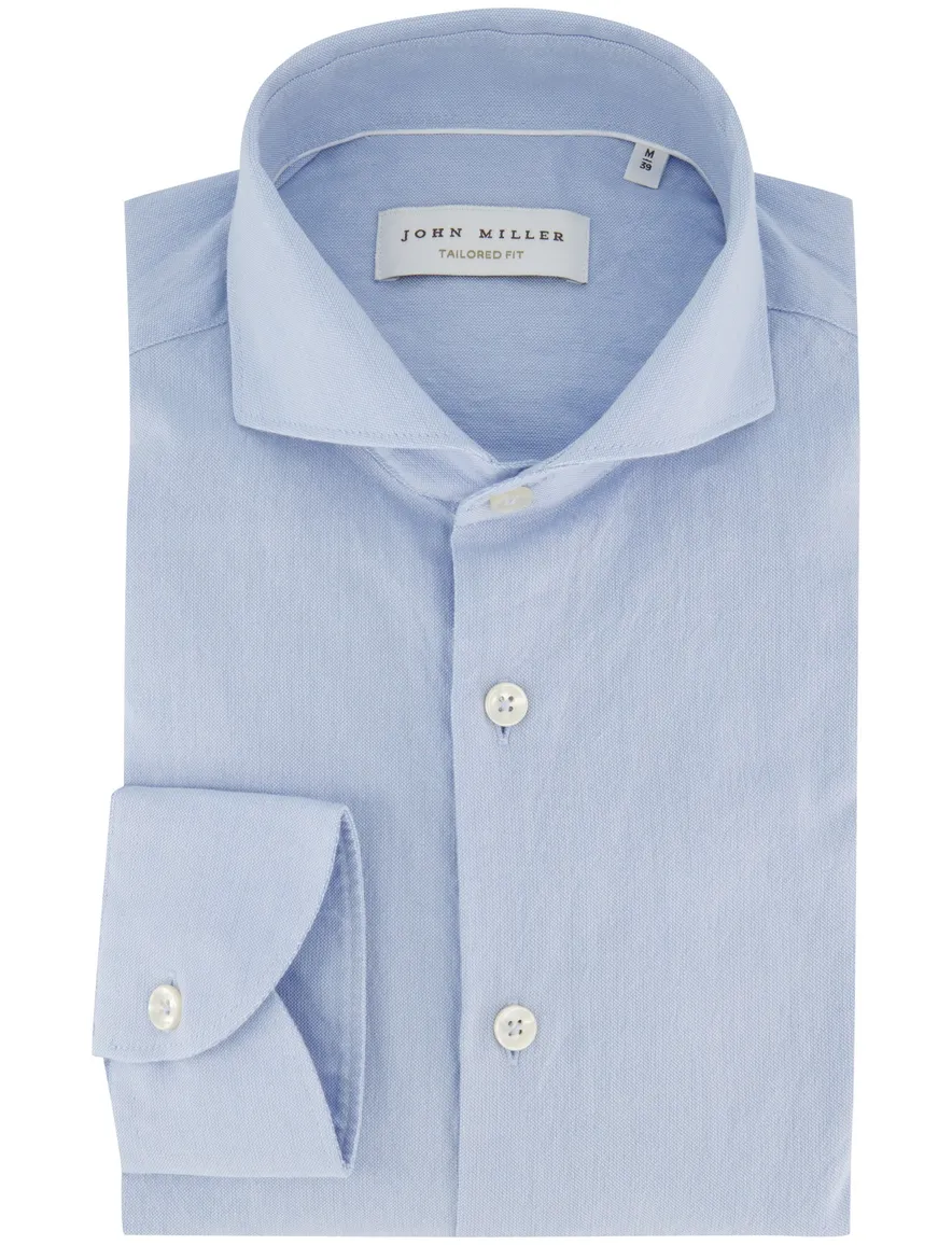 Overhemd John Miller Tailored Fit mouwlengte 7 lichtblauw katoen