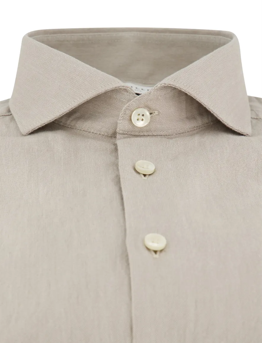 John Miller overhemd beige tailored fit
