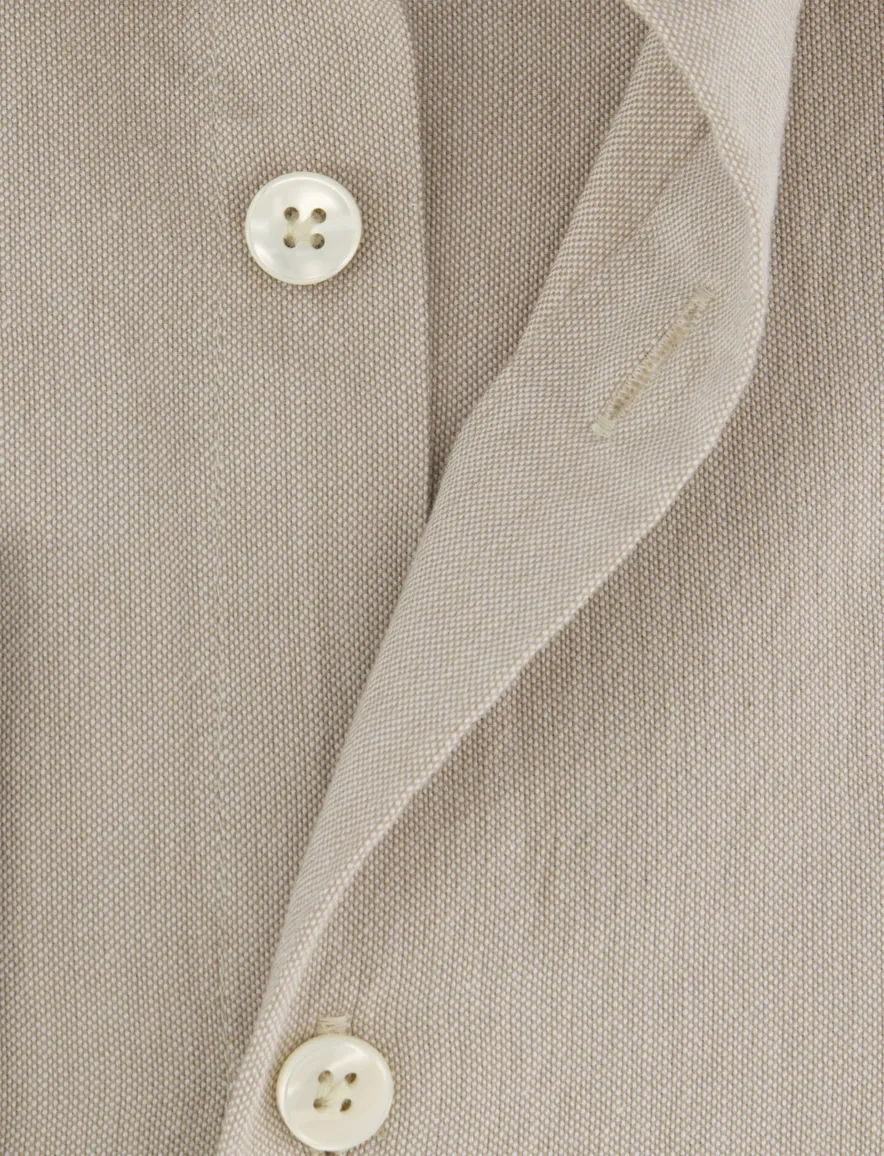 John Miller overhemd Tailored Fit mouwlengte7 beige katoen