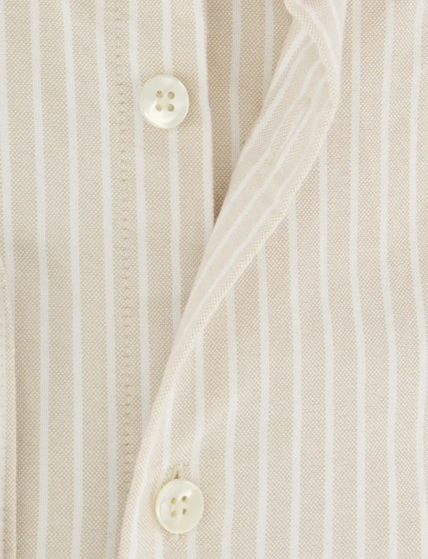Creme wit gestreept mouwlengte 7 John Miller Tailored Fit overhemd