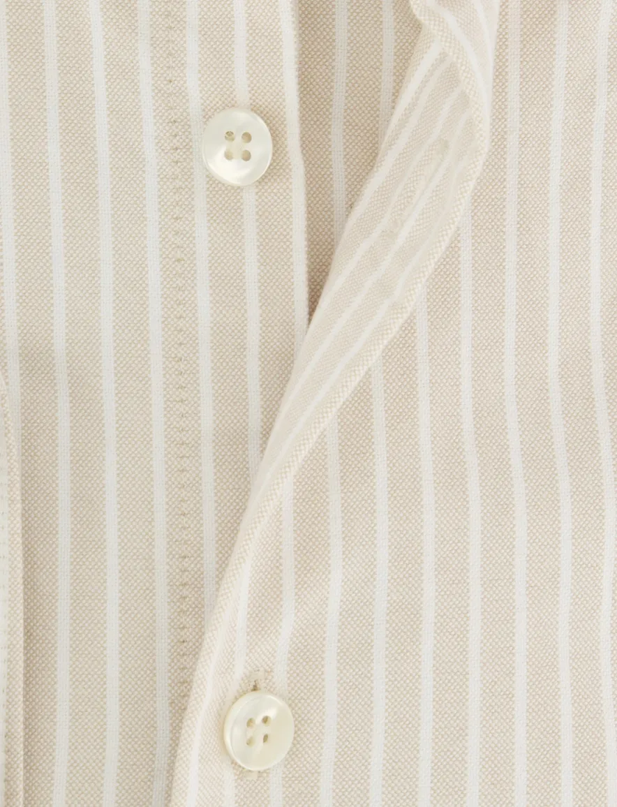 John Miller overhemd beige gestreept