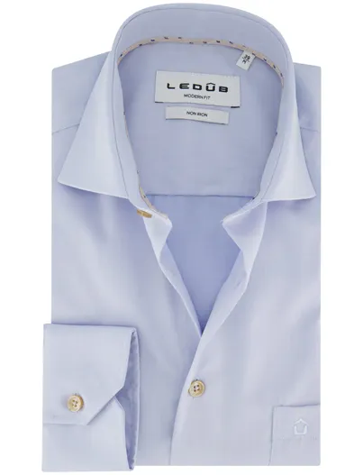 Ledub Ledub Modern Fit overhemd lichtblauw strijkvrij