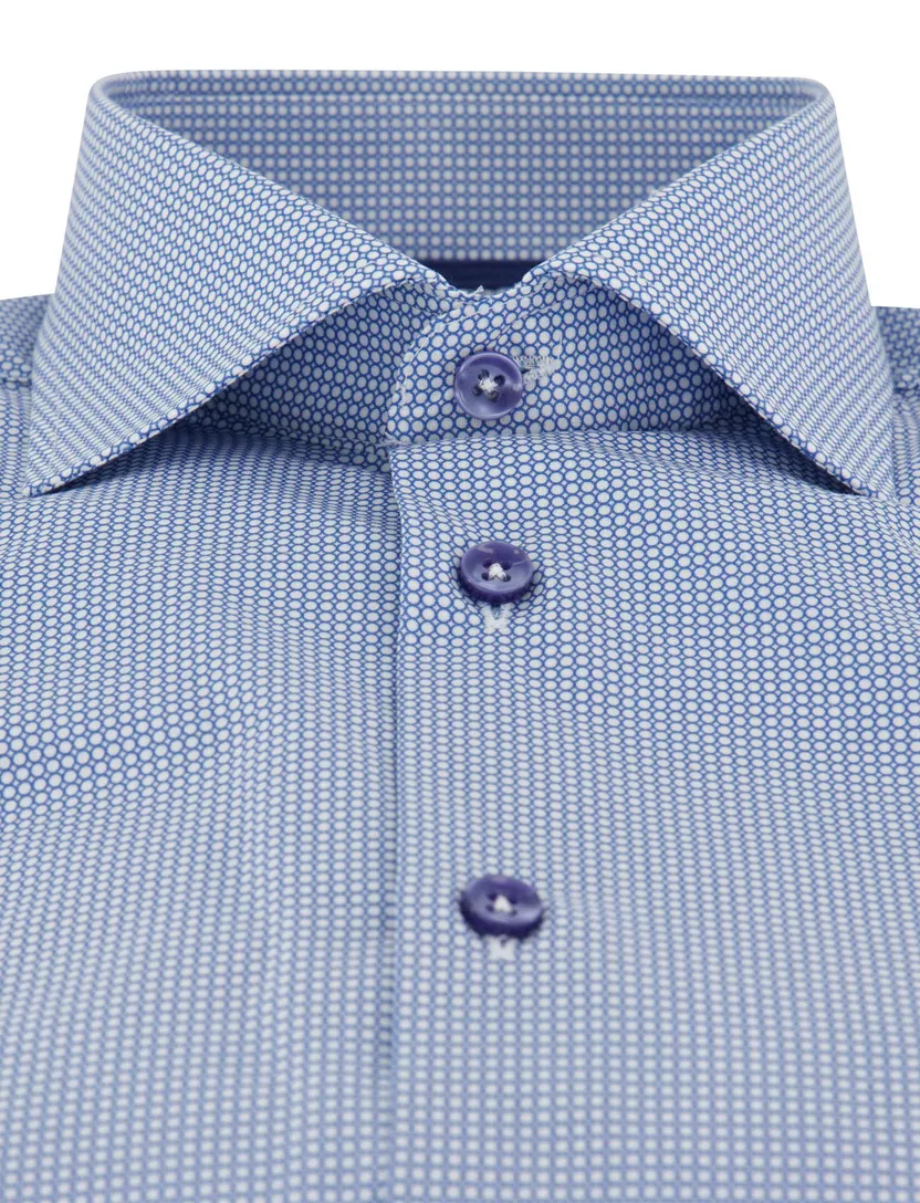 Overhemd Ledub Modern Fit blauw rondjes print