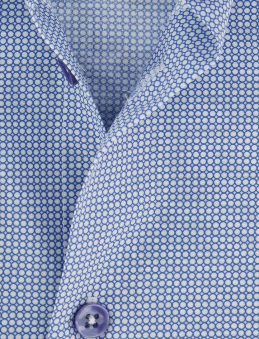 Overhemd Ledub Modern Fit blauw rondjes print