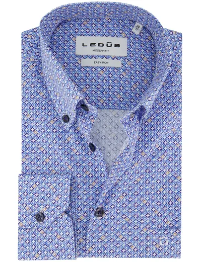 Ledub Overhemd Ledub Modern Fit blauw