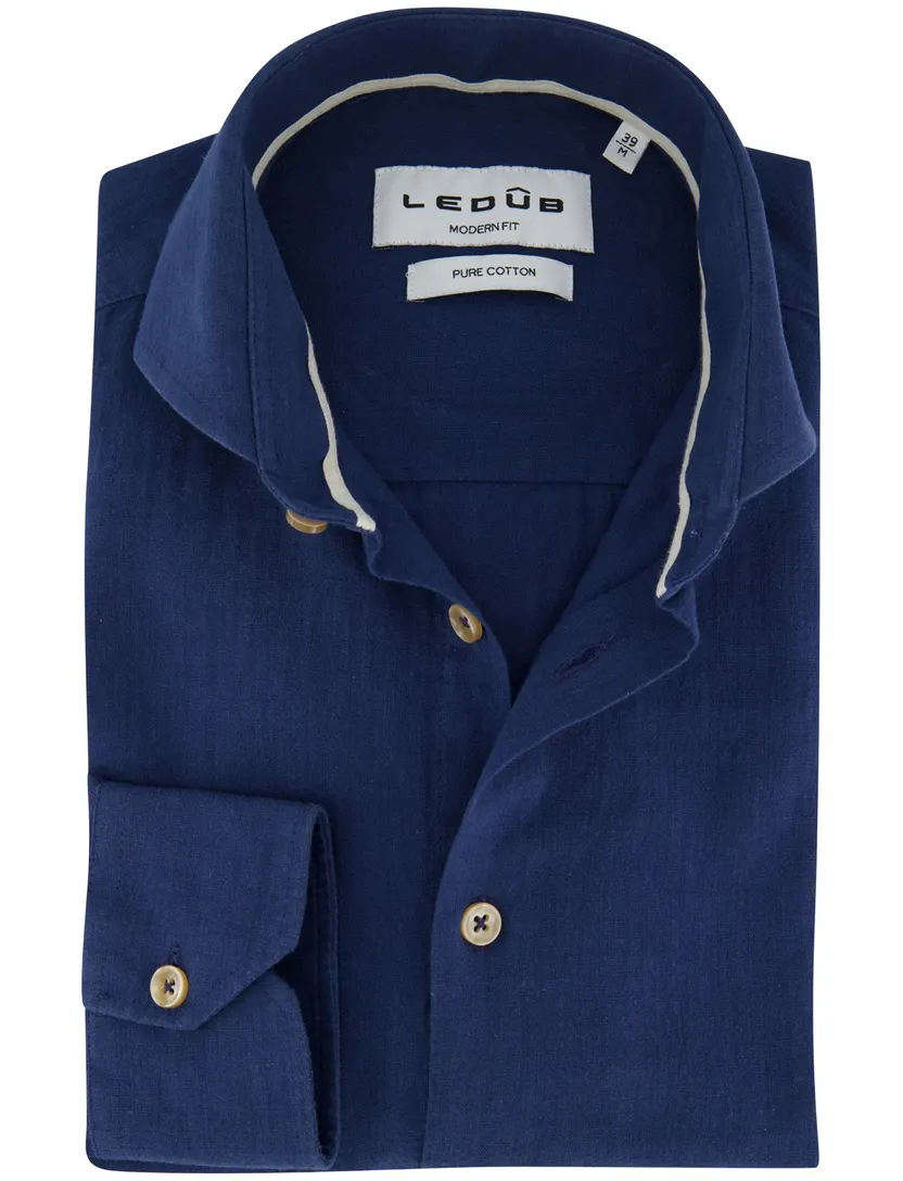 Overhemd Ledub Modern Fit donkerblauw