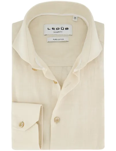Ledub Overhemd Ledub Modern Fit beige