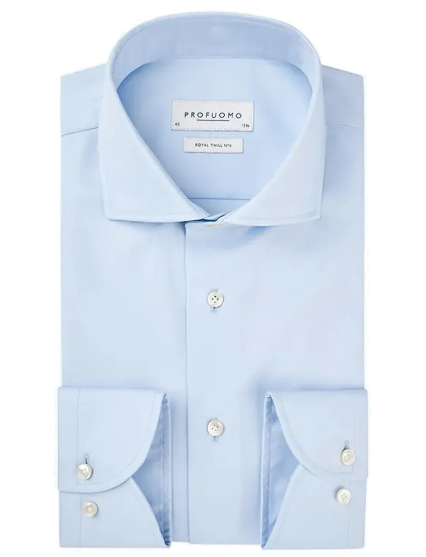 Overhemd Profuomo slim fit lichtblauw wide spread boord