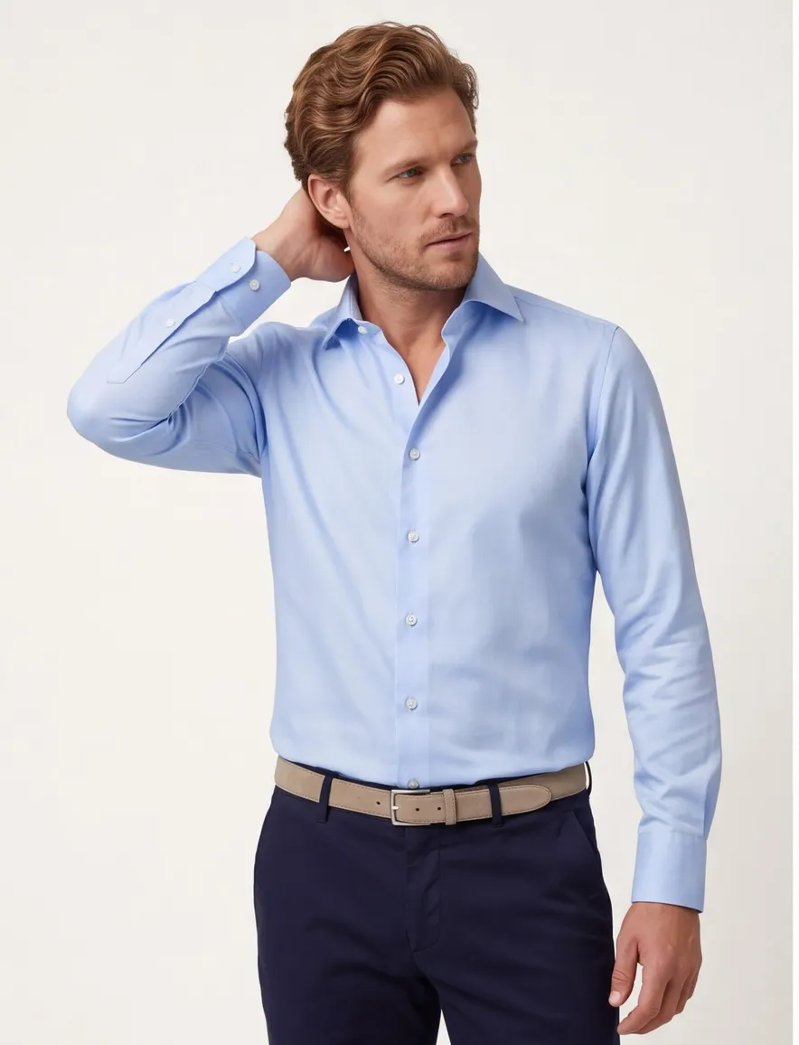 Lichtblauw overhemd Profuomo slim fit royal twill
