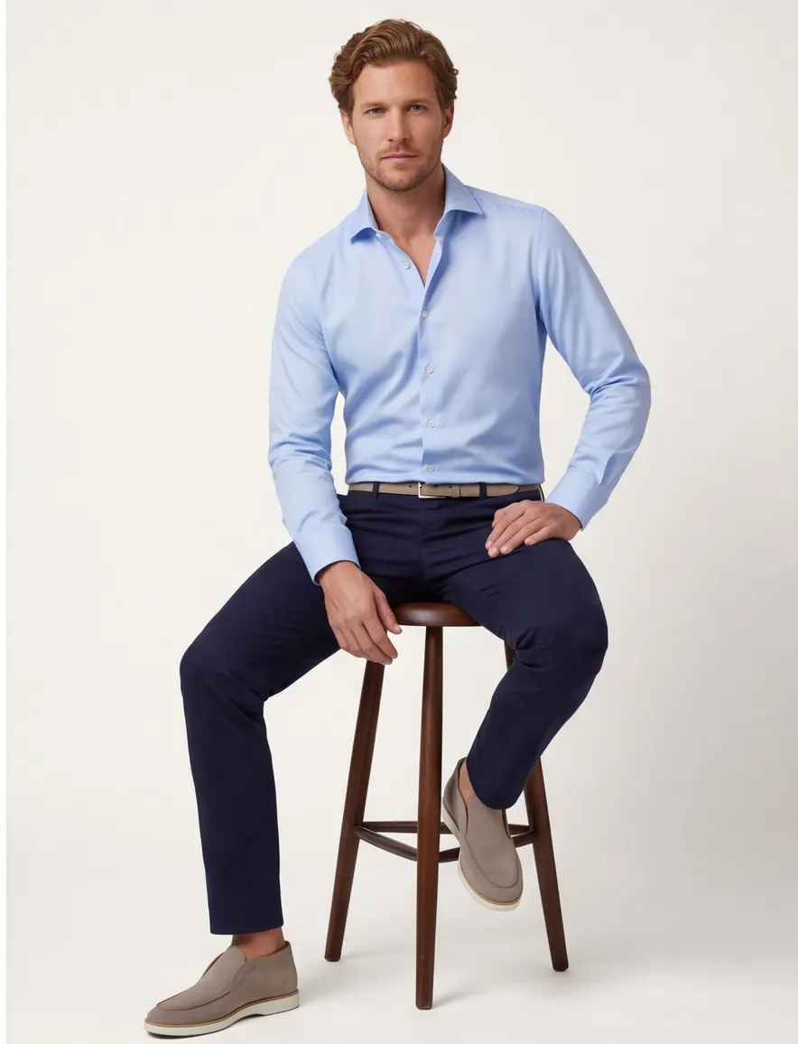 Lichtblauw overhemd Profuomo slim fit royal twill
