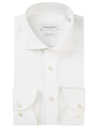 Profuomo Overhemd Profuomo wit wide spread boord