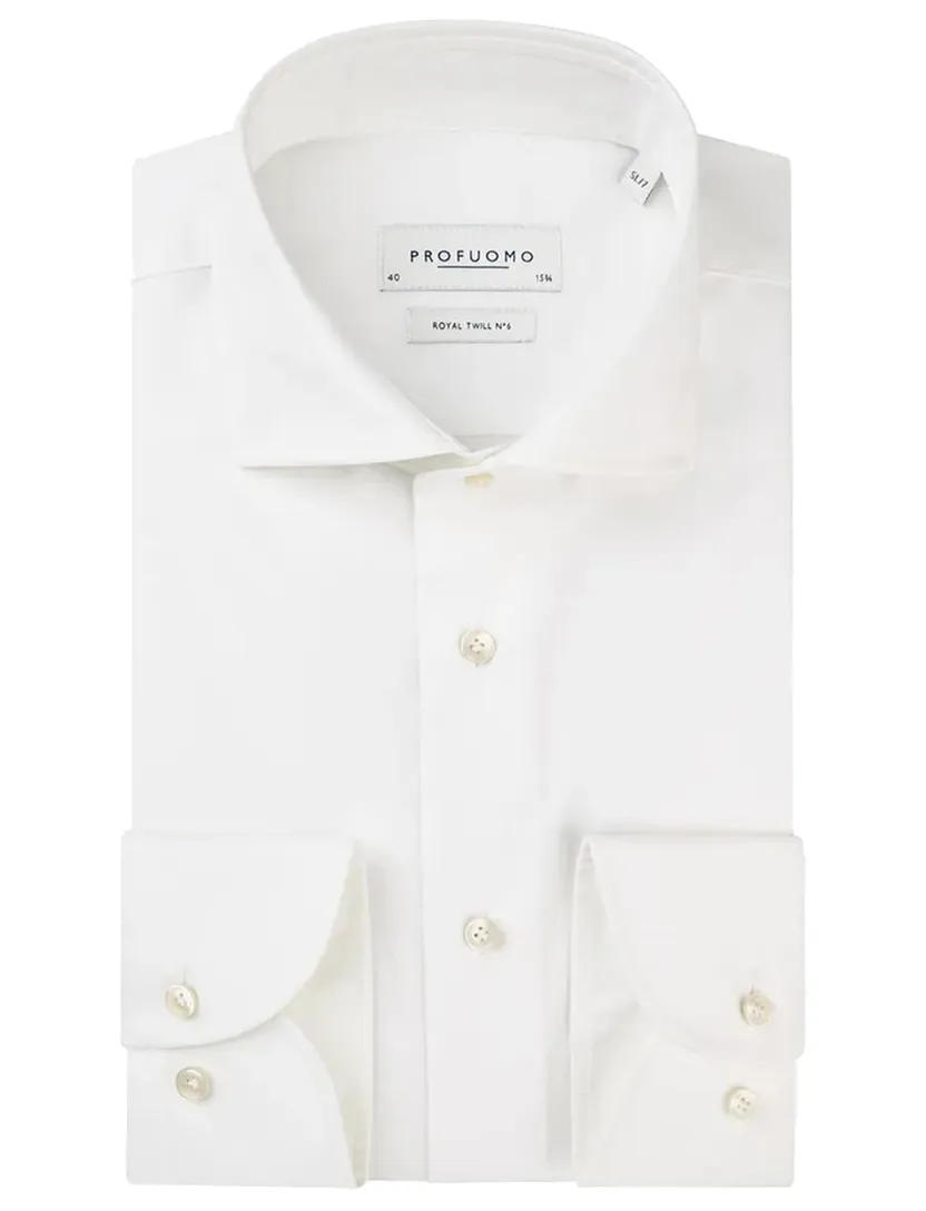 Overhemd Profuomo wit wide spread boord